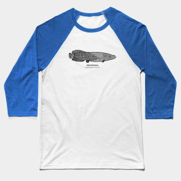 Arapaima with Common and Scientific Names - detailed fish design Baseball T-Shirt by Green Paladin